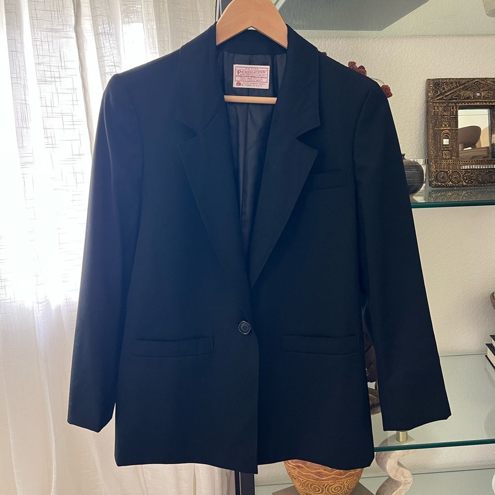 Pendleton Merino Wool Black One Button Blazer 4p - image 3